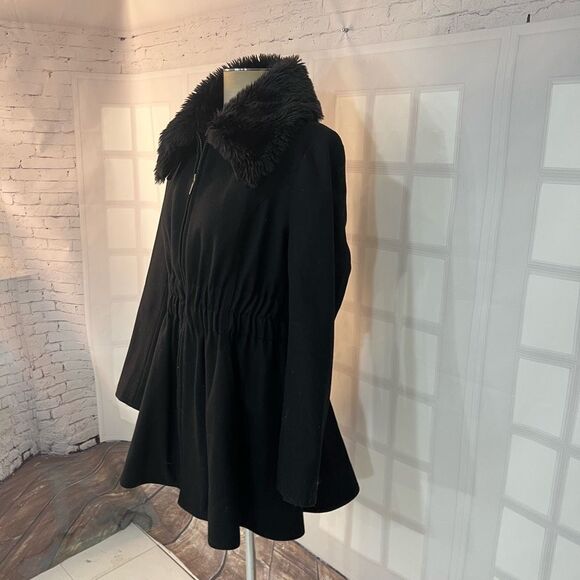 Laundry By Shelli Segal Fur Wide Collared Full Zip Fit & Flare Dress Coat Sz 14 - Picture 3 of 11